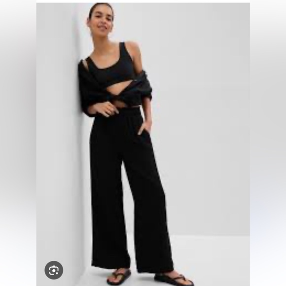 NWT! GAP Black Wide Leg crinkle Gauze gauzy  Crinkle Pants Lightweight small - Picture 3 of 9